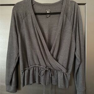 Black Wrap Sweater with Tie Waist